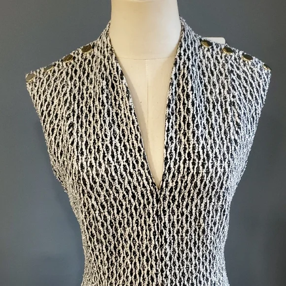 Andrew Marc Black and White Sleeveless Midi Dress - Picture 3 of 17